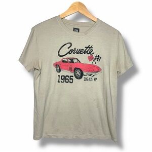 1965 Corvette GM Licensed Graphic Tee Beige Large Retro Car T-Shirt